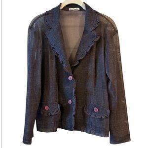 Art Studio Sheer Romantic Plum Pocket Crop Jacket Cottagecore Romantic Style